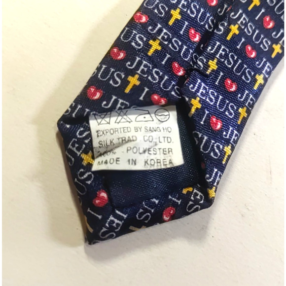 Fratello Mens Tie Hand Made 50" X 3.5 I Love Jesus Religion - Picture 4 of 7